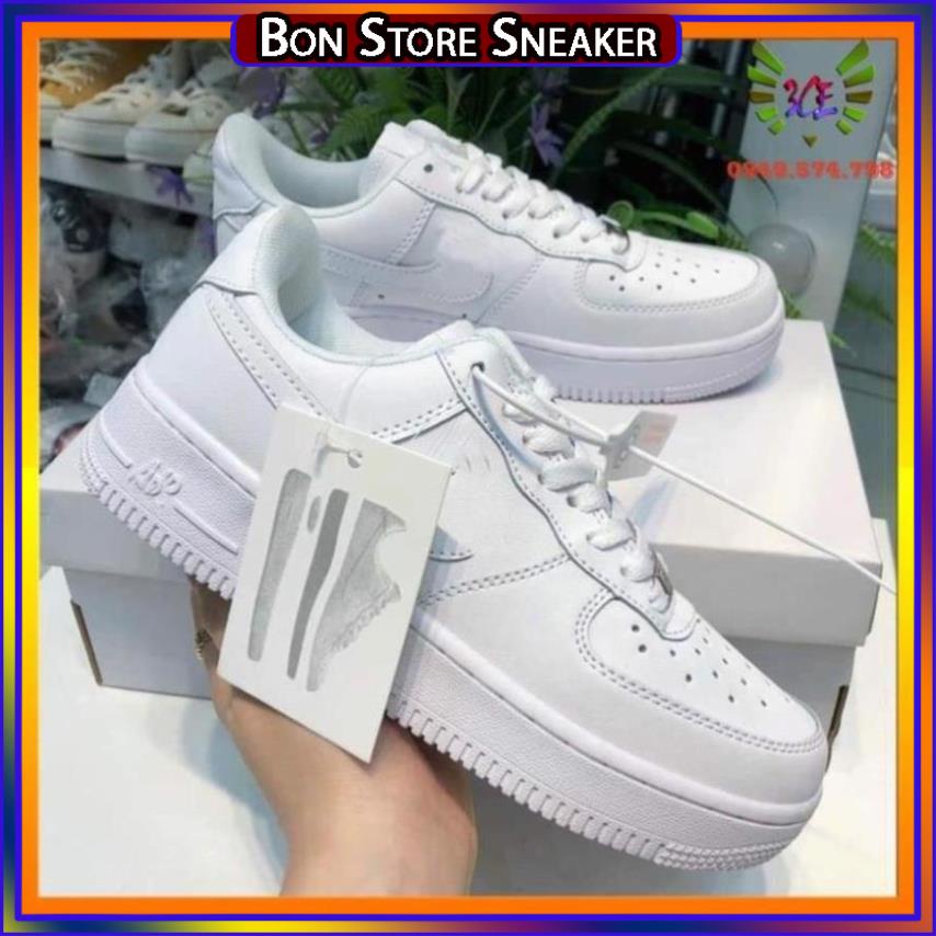 Giày thể thao air force màu trắng full, giày nice af1 vệt trắng