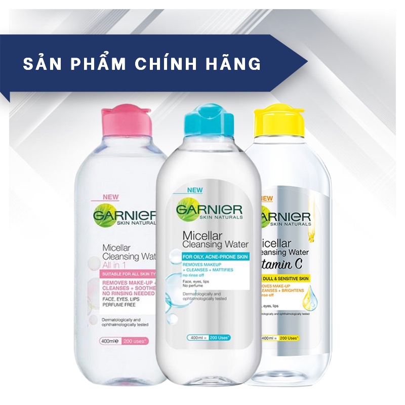 Nước làm sạch và tẩy trang cho mọi loại da Garnier Micellar Water 400ml