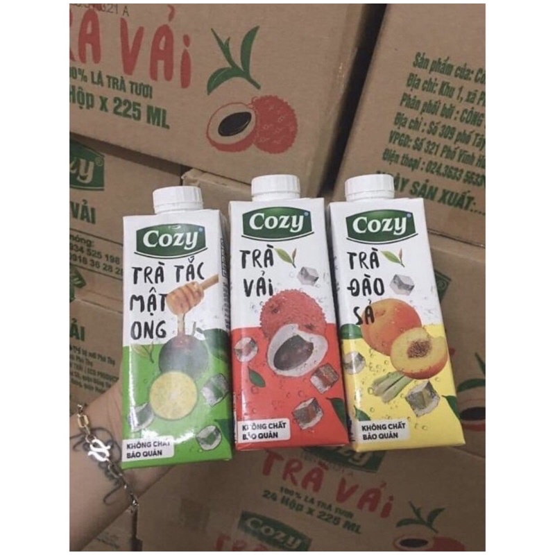 Trà Đào Sả-+Trà Vải +Trà Tắc Mật Ong hộp 225ml.1 lốc /4 hộp