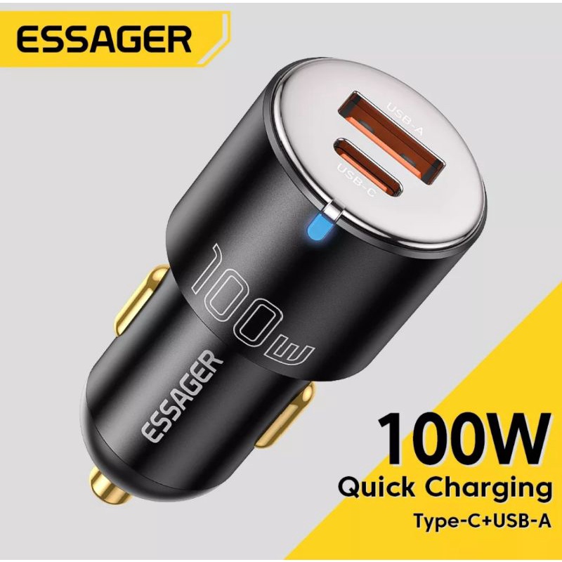 Bộ Sạc Ô Tô Essager Type-C + USB-A 100W