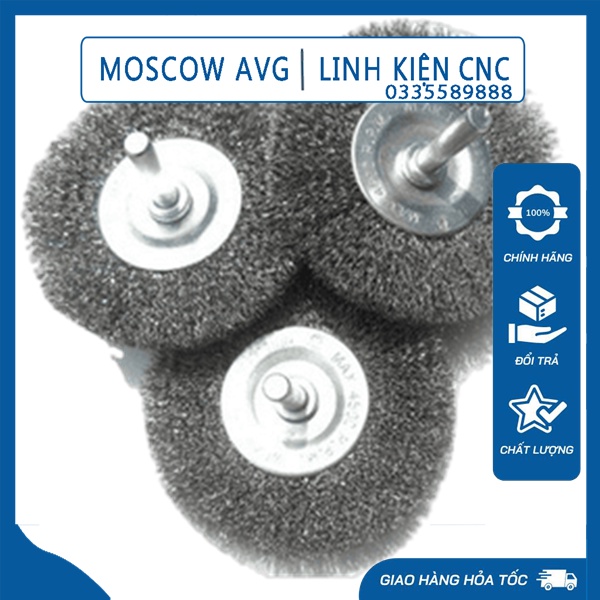 Chổi Thép Chà Nhám Gỗ Quật Gỗ Lũa Đánh Gỗ Sử Dụng Máy Khoan Cầm Tay Cán 6mm