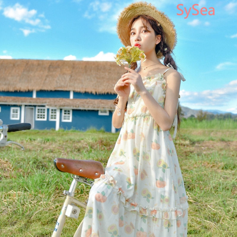 Đầm Hai Dây Dáng Dài Màu Vàng Sáng Thời Trang Đi Biển Dành Cho Nữ