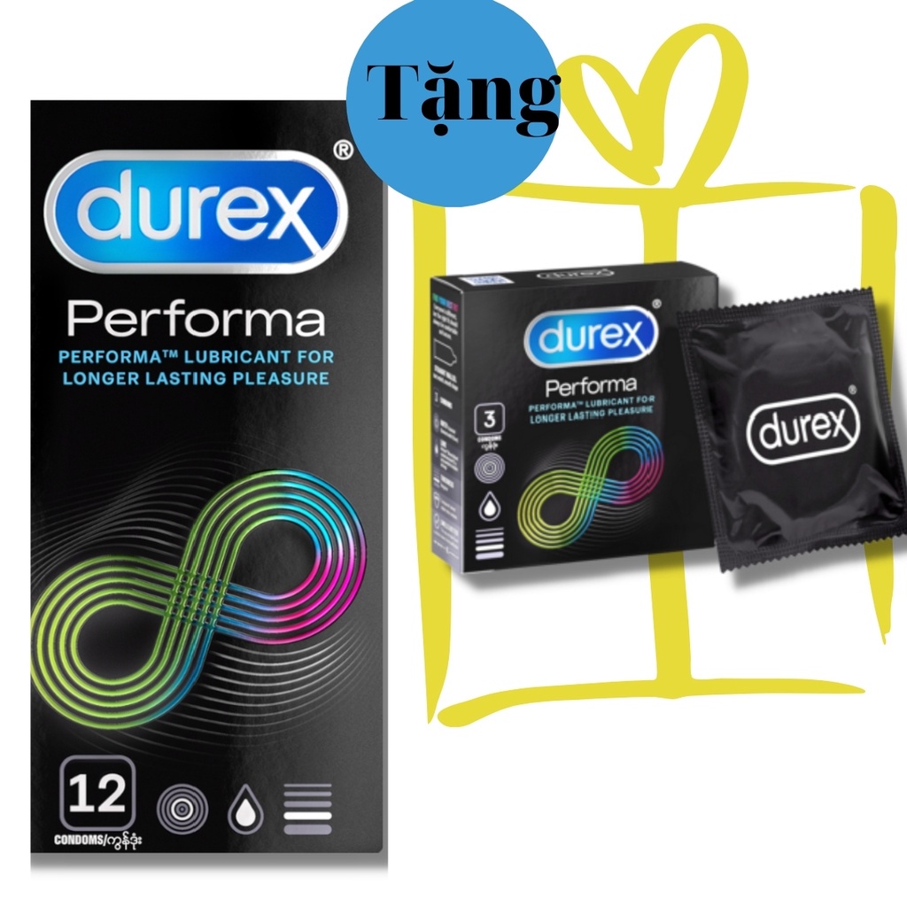 [ Có video ảnh thật ] Bộ BCS Durex Performa 12 chiếc tặng ngay 1 hộp 03 chiếc bcs durex