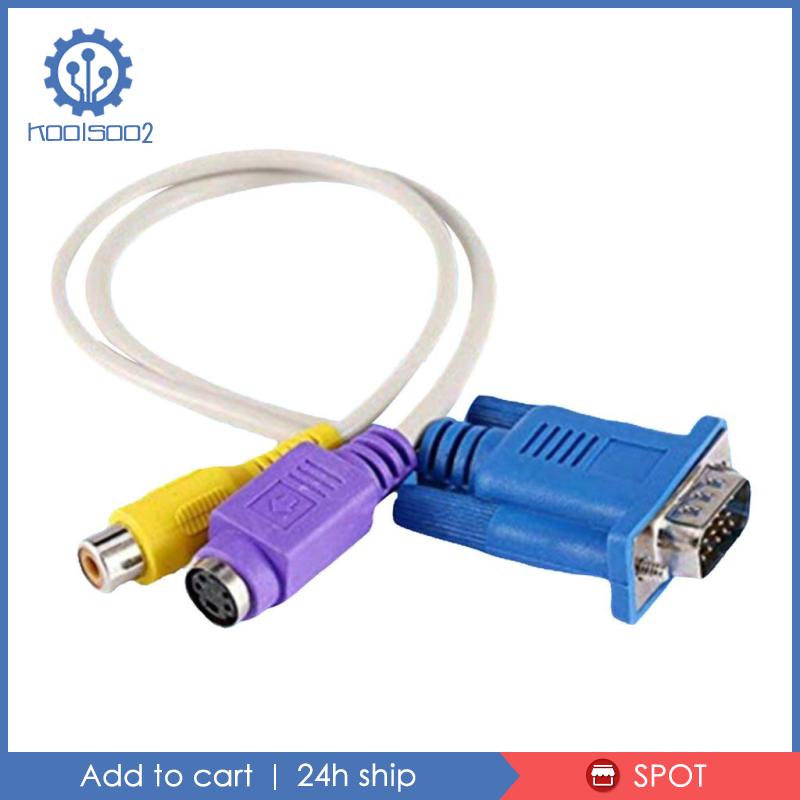 Dây Cáp Chuyển Đổi VGA SVGA Sang S-Video RCA HD Video AV TV Cho Máy Tính Koolsoo2