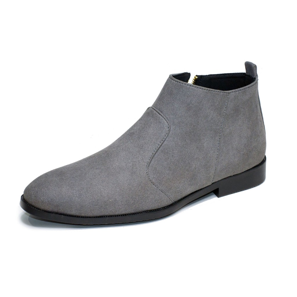 [Shop Uy Tín] Giày Chelsea Boot Nam Cổ Khóa Rất Dễ Xỏ Da Búc Màu Xám Cực Đẹp - CB521-bucxamkhoa (L)