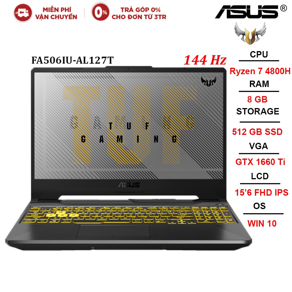 [Mã ELMALL83 giảm 6% đơn 1TR] Laptop ASUS TUF A15 FA506IU-AL127T R7-4800H | 8GB | 512GB | GTX 1660Ti | 15.6"FHD | Win 10 | BigBuy360 - bigbuy360.vn