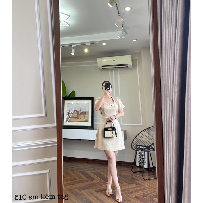 Váy Thiết Kể Cổ V Kèm Tang 3 Màu Siêu Xinh Có Ảnh Thật, Đầm Nữ Dáng Chữ A