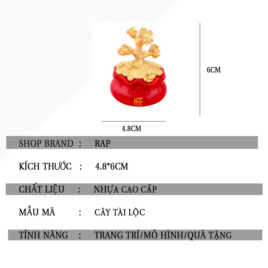 Mô hình cây tài lộc mini cao 6cm dùng làm quà tặng trang trí bàn học, bàn làm việc, tủ sách, tiểu cảnh mini - Ráp