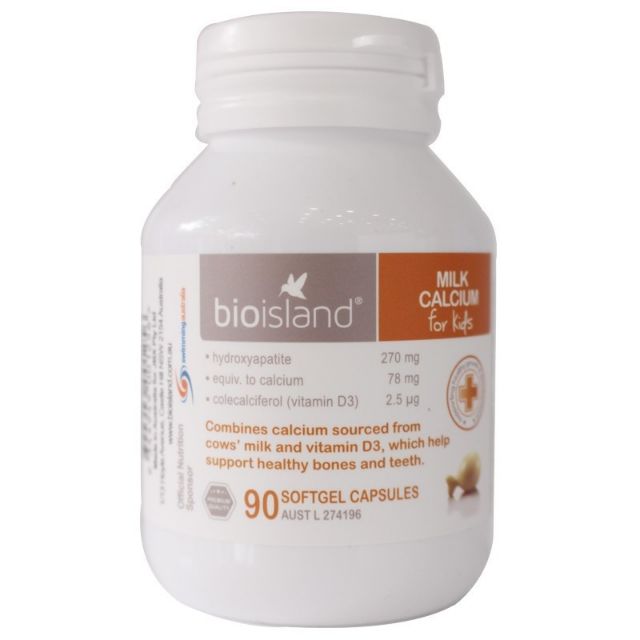 Canxi milk (canxi sữa) Bioisland cho bé từ 7 tháng trở lên.