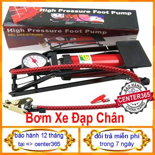 [Có Bảo Hành] Bơm đạp chân tiện dụng Oto - Xe Máy-Xe Đạp Mini Có Đồng Hồ Đo-Mầu đỏ