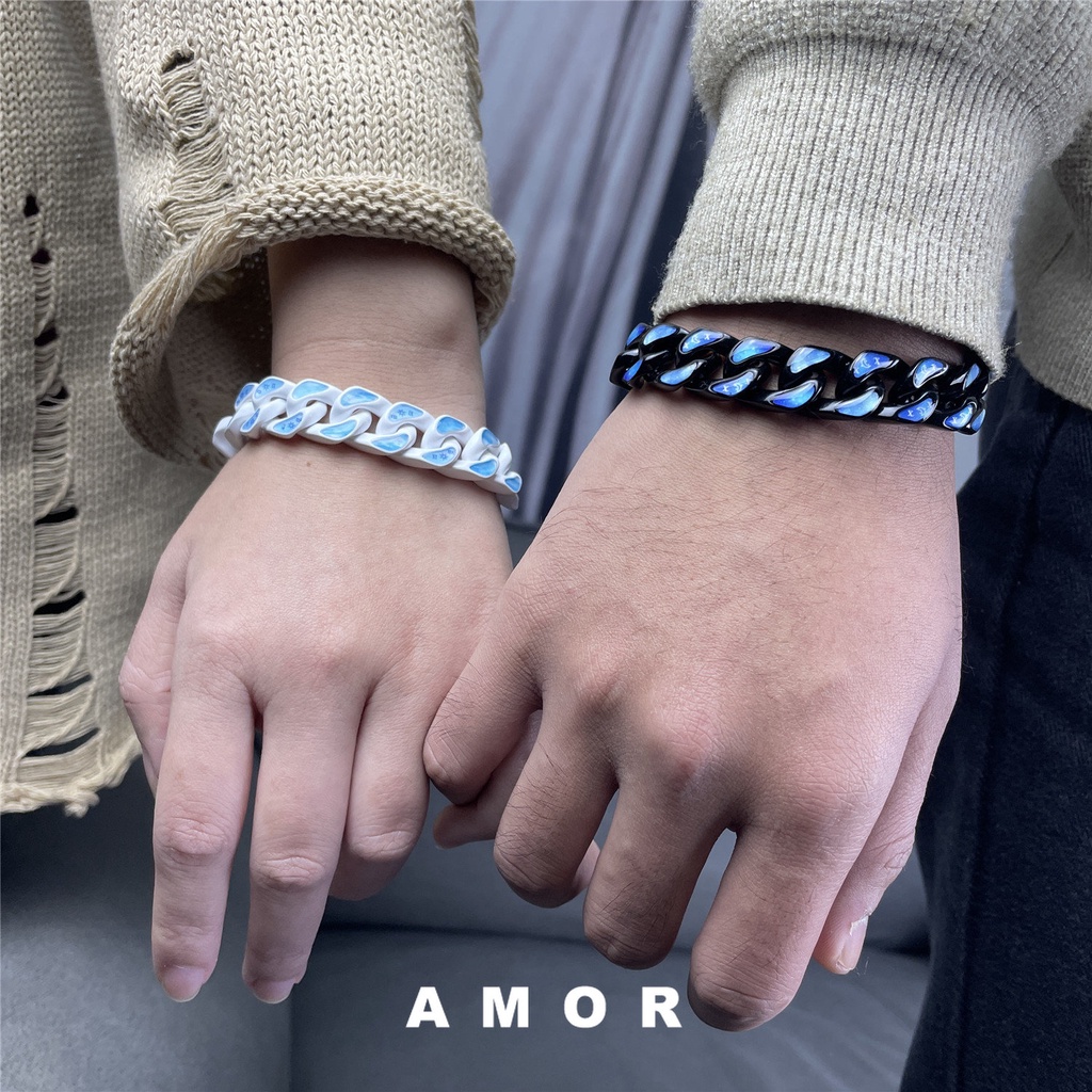 Vòng Đeo Tay Cuban Bầu Trời Xanh Lam Đám Mây Nhỏ Thời Trang Cao Cấp Thích Hợp Làm Quà Tặng Valentine Cho Nam Và Nữ