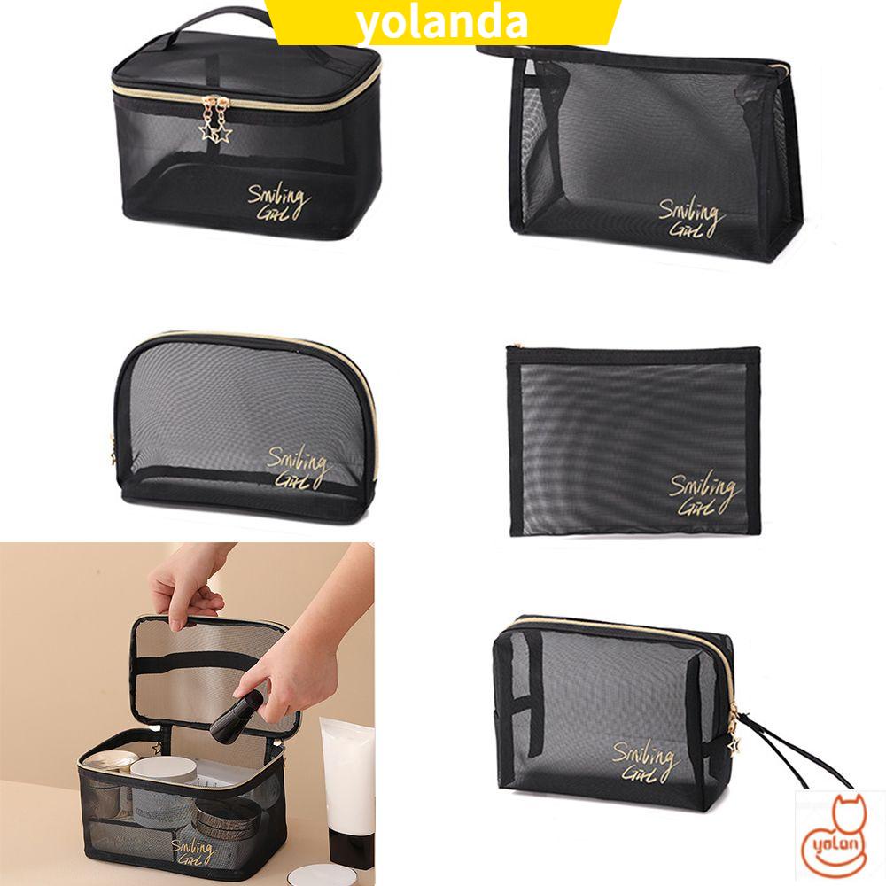 Set 1/5 túi lưới đựng mỹ phẩm màu đen sức chứa lớn tiện dụng cho nữ