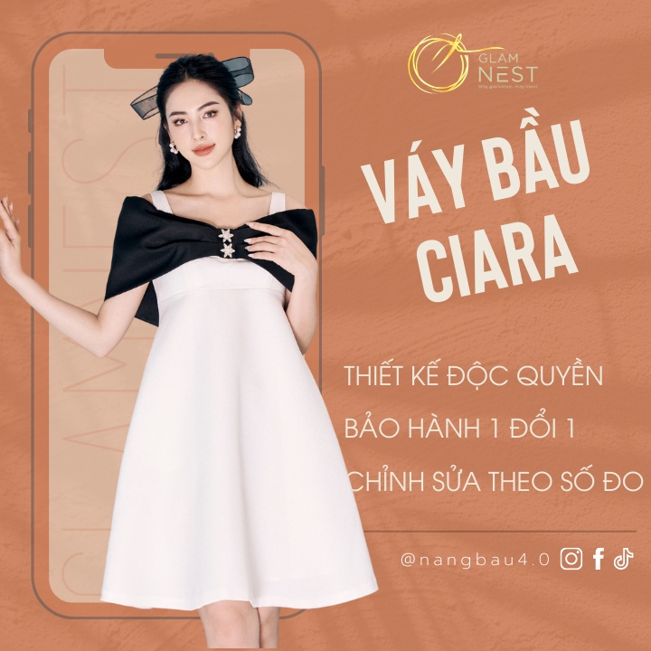 Váy Bầu Dự Tiệc Đầm Bầu Sự Kiện Thiết Kế Cao Cấp Glam Nest VN020