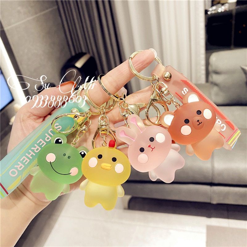 Móc khóa hoạt hình siêu dễ thương.Móc khóa thỏ, ếch, gấu , vịt trang trí ba lô, túi sách..