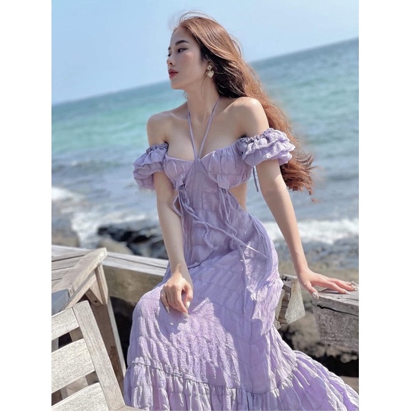 (Loại 1)Đầm maxi cổ yếm khoét eo TRÂM ANH BOUTIQUE248(không có mút ngực) | BigBuy360 - bigbuy360.vn