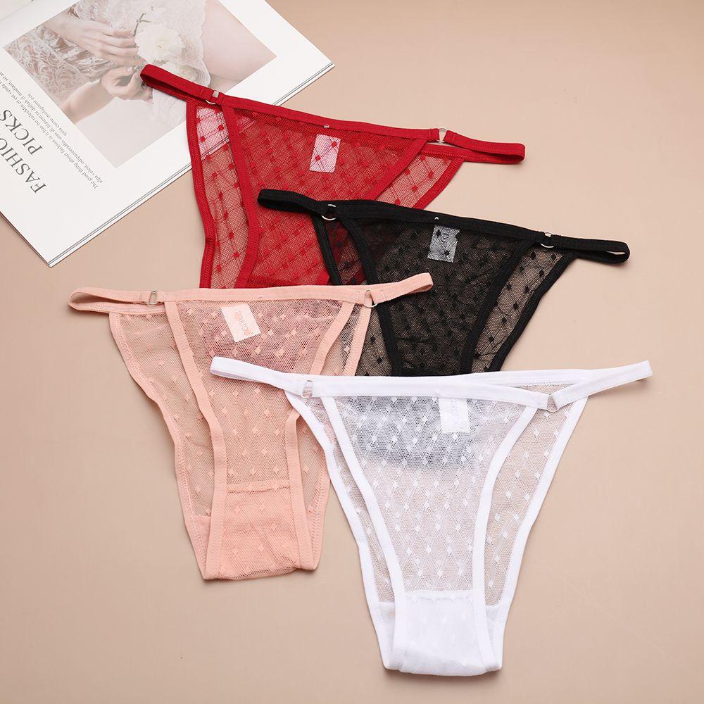 Quần lót lưới ren mềm trong suốt nhìn xuyên qua co giãn lưng thấp quyến rũ cho hẹn hò