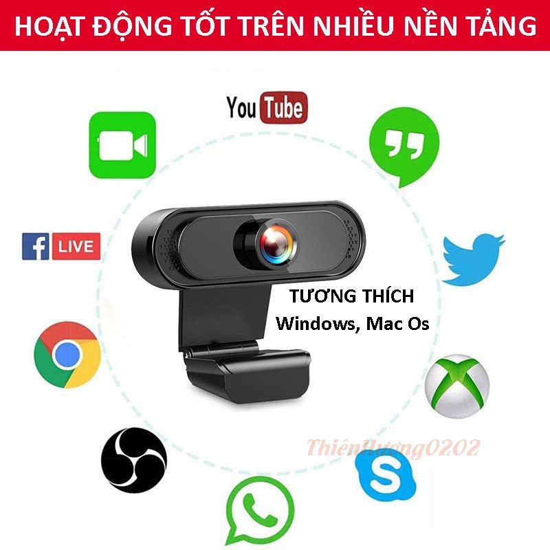 Webcam Có Mic 1080P - Webcam Máy Tính Full HD 1080P Cực Sắc Nét Soi Rõ Chữ Viết Sử Dụng Tất Cả Thiết Bị TV, PC, Laptop