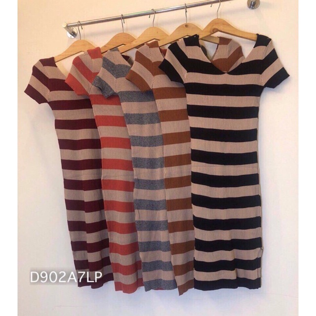 G03. 275. ĐẦM LEN SỌC CỔ 2 TIM TAY NGẮN | BigBuy360 - bigbuy360.vn