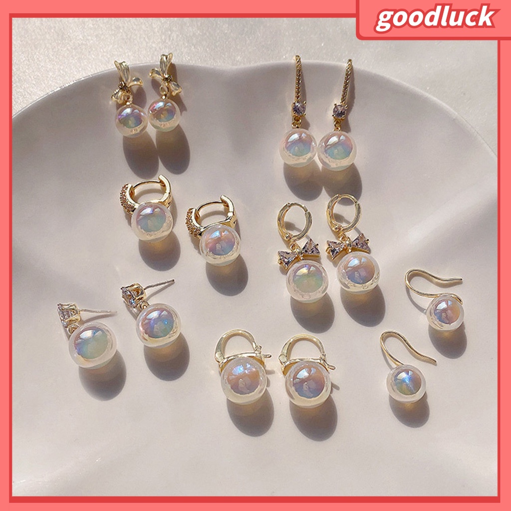 Goodluck| 1 Đôi Bông Tai Nữ Đính Ngọc Trai Nhân Tạo Lấp Lánh