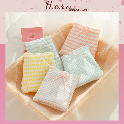 Quần Lót Nữ Đẹp Cotton Cao Cấp Kháng Khuẩn Thấm Hút Mồ Hôi Mẫu Sọc Ngang Siêu Cute CT05 - Her Sleepwear | BigBuy360 - bigbuy360.vn
