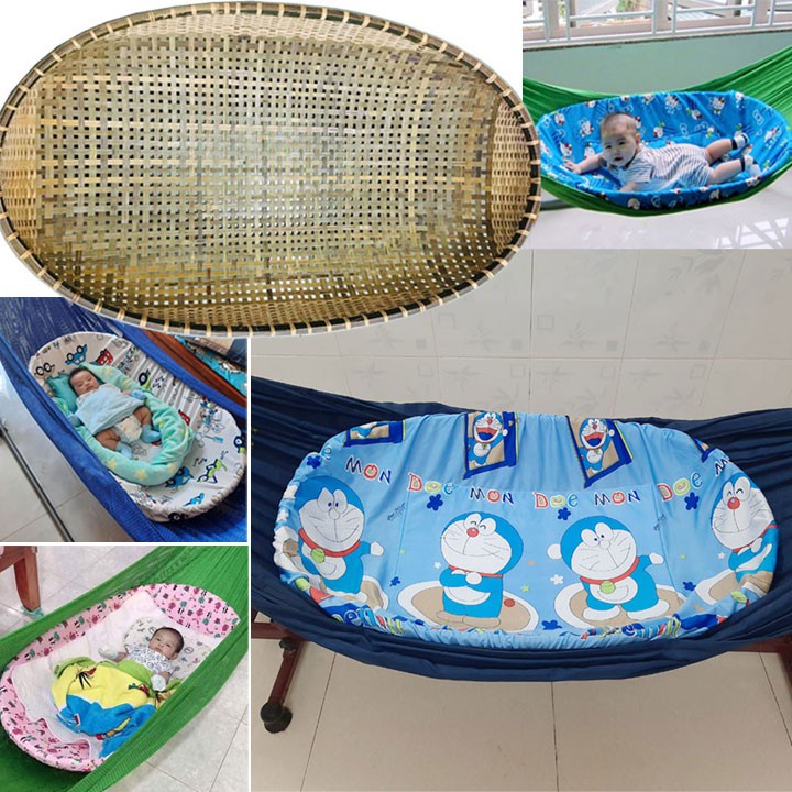 Combo Full bộ nôi tre nằm võng cho bé có 6 size - tặng vòng dâu tằm chống giật mình