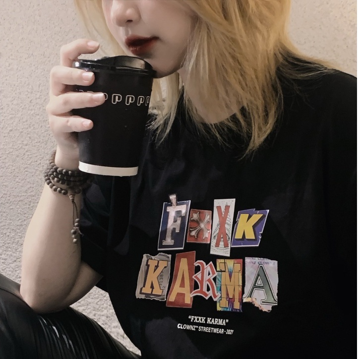 Áo thun tay lỡ local brand Clownz Fxxk Karma phông cổ tròn form rộng cotton unisex nam nữ