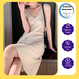 Váy hai dây lụa Hàn dáng xuông nhẹ nhàng tinh tế