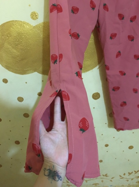 Bộ dâu hồng quần dài xẻ tà | BigBuy360 - bigbuy360.vn