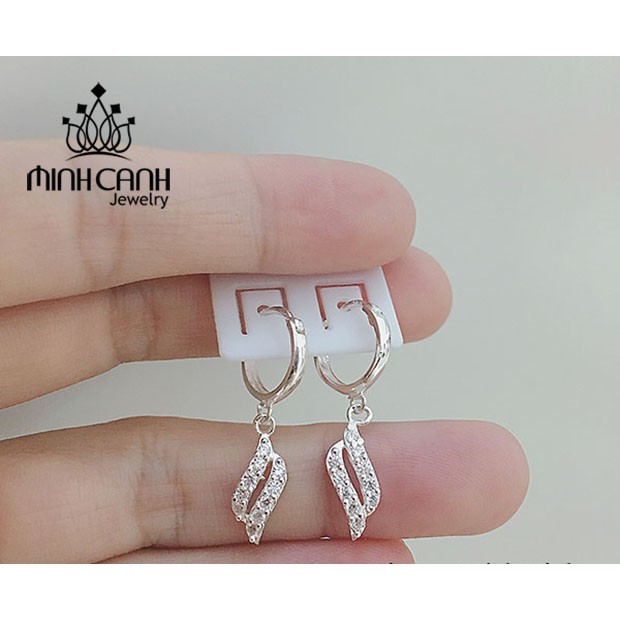 Bông Tai Bạc Nữ Dạng Sóng Khóa Bấm Tròn - Minh Canh Jewelry