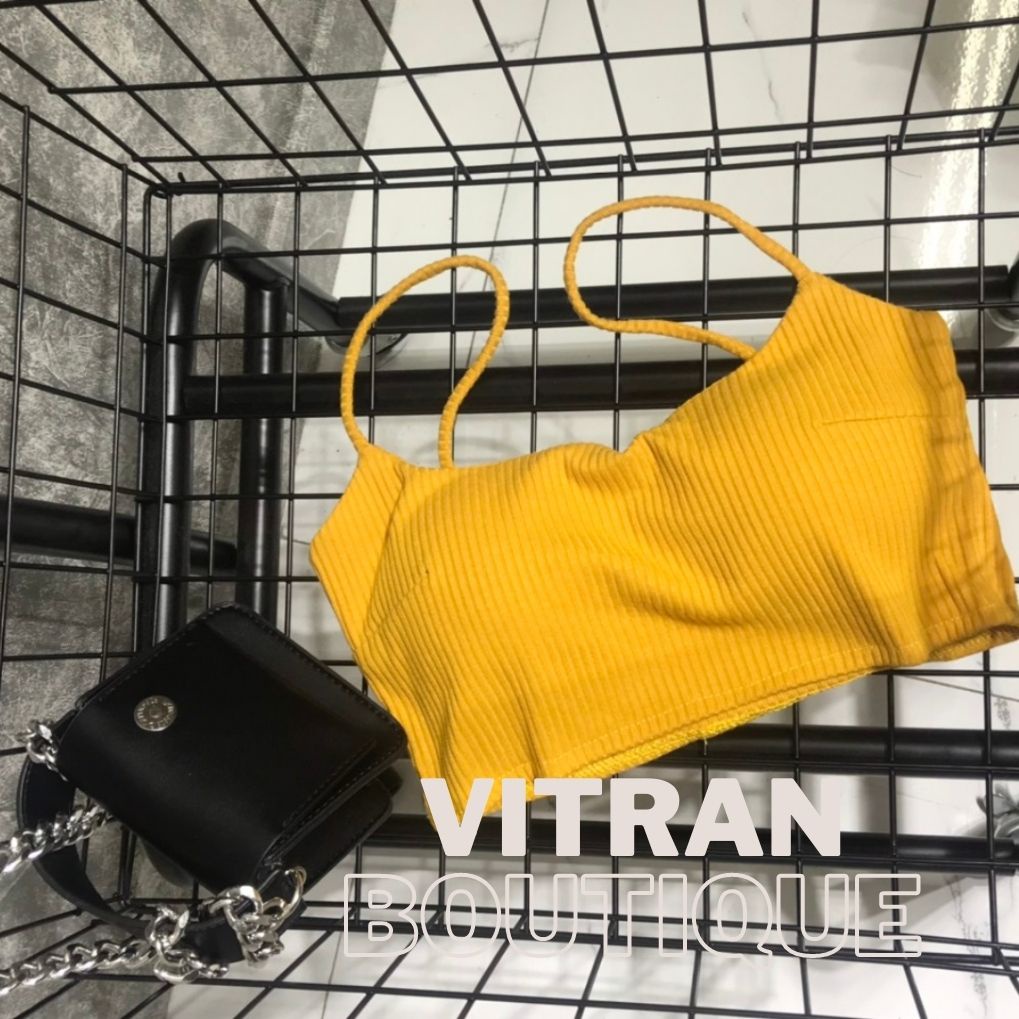 Áo hai dây crotop thun gân có đệm mút