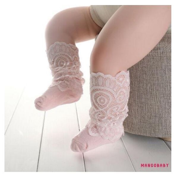Tất ren xinh dài tới gối cho bé
