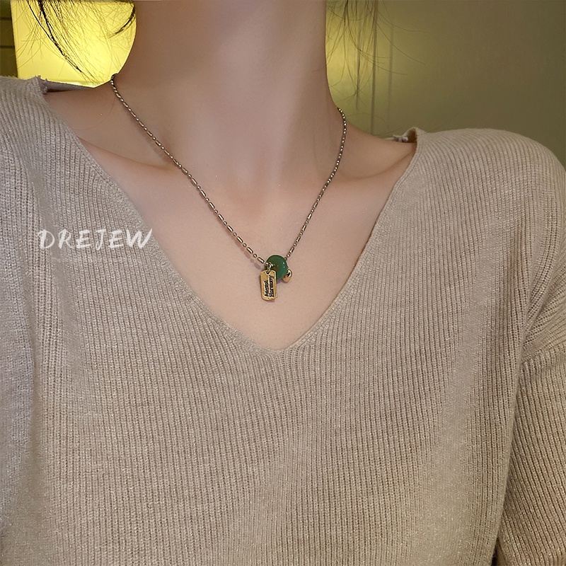 Dây Chuyền Mặt Nhẫn Vuông Khắc Chữ Phong Cách Hàn Quốc