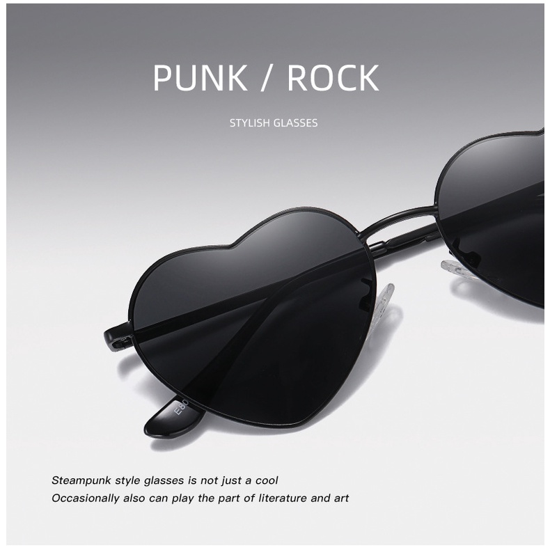 Kính Mát Phân Cực Gọng Kim Loại Hình Trái Tim Phong Cách Retro 8088