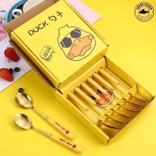 Thìa inox hình vịt vàng dễ thương 6 cái.