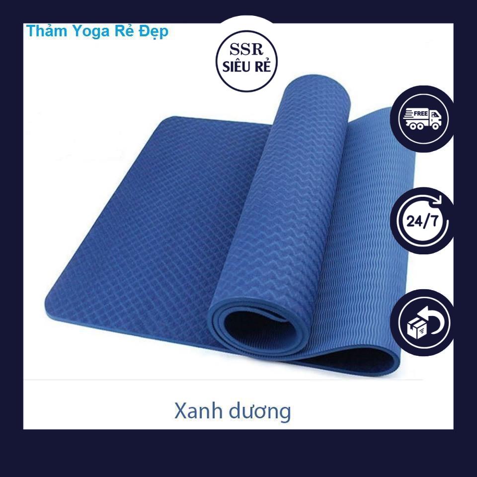 THẢM TẬP YOGA CHỐNG TRƯỢT TPE 6mm 1 LỚP TẶNG KÈM TÚI ĐỰNG - ĐỆM TẬP GYM ĐA NĂNG (PD7298)