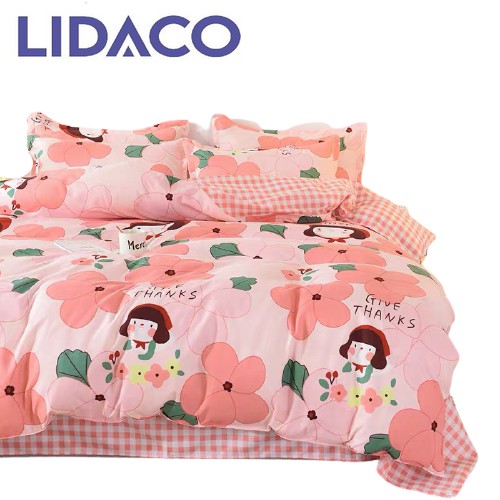 Bộ chăn ga gối cotton Lidaco -Em Bé Hồng ( SP001099)