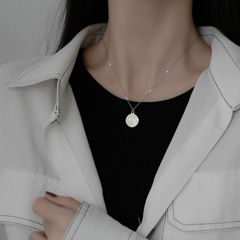 Little Prince Necklace Pendant Coin Necklace S925 Sterling Silver Necklace Female Niche Design Necklace Female Clavicle Chain