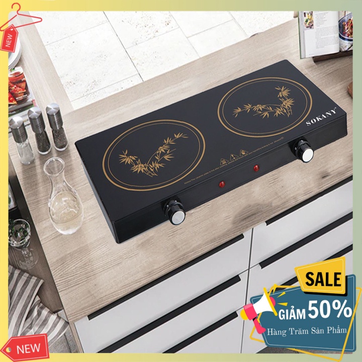 Bếp hồng ngoại đôi cao cấp SOKANY - Công Suất 1200W tiết kiệm điện, Không kén nồi