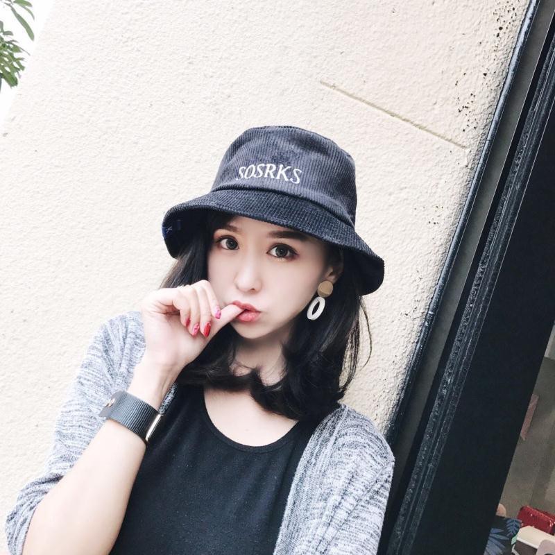 Mũ bucket nhung gân SOSRHS, SMILE nhiều màu cực xinh
