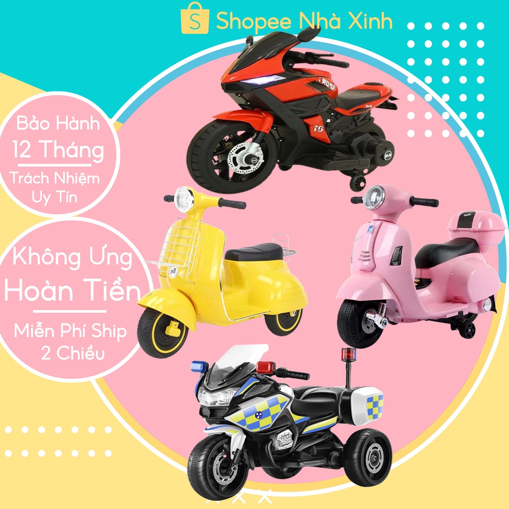 Xe Máy Điện Cho Bé Nam Và Nữ Nhiều Mẫu Lựa Chọn - Xe Điện Trẻ Em 3 Bánh Có Chân Ga