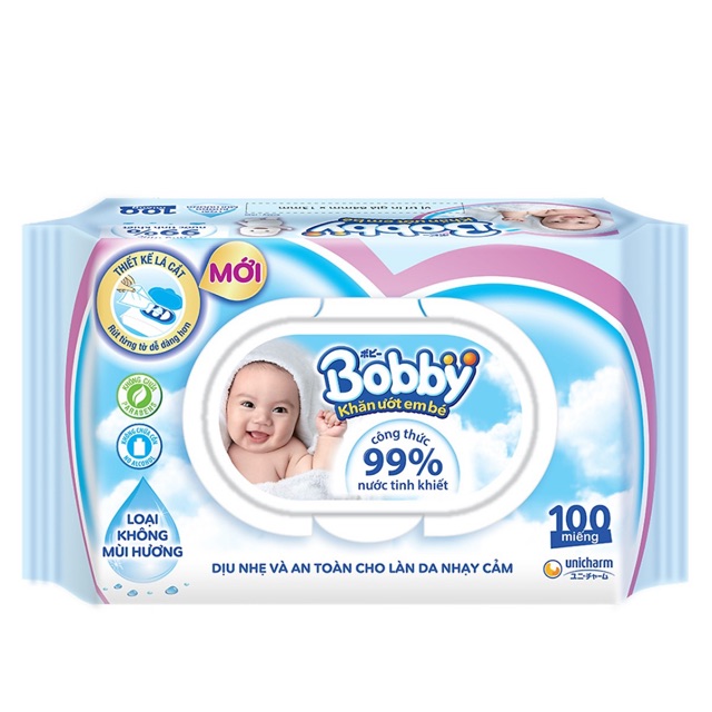 Khăn ướt Bobby care 100 tờ không mùi