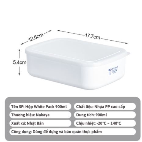 Hộp đựng thực phẩm White pack 900ml Hàng Nhật Chính Hãng