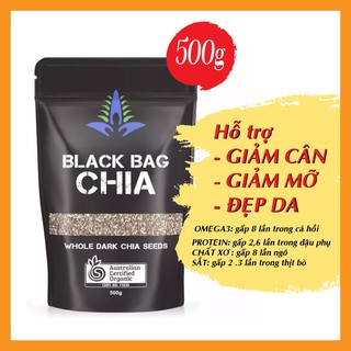 Hạt chia Úc đen hỗ trợ giảm cân Keto Das , đẹp da , giảm béo bụng. Hạt Chia ÚC BLACK BAG CHIA 500g - Nữ hoàng sắc đẹp