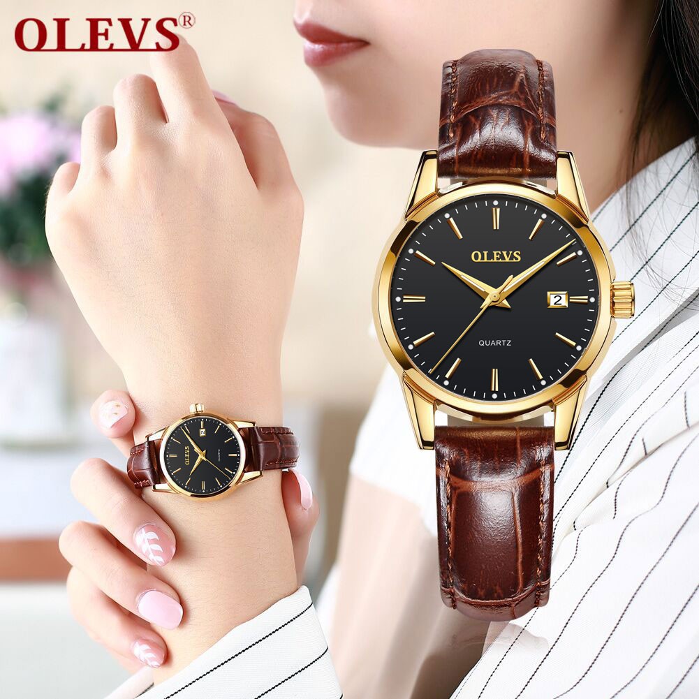 OLEVS 6898 Đồng Hồ Đôi Dây Da Chính Hãng Olevs, Kiểu Dáng Đẹp, Sang Trọng, Qùa Tặng Sang Trọng Cho Các Cặp Đôi | BigBuy360 - bigbuy360.vn