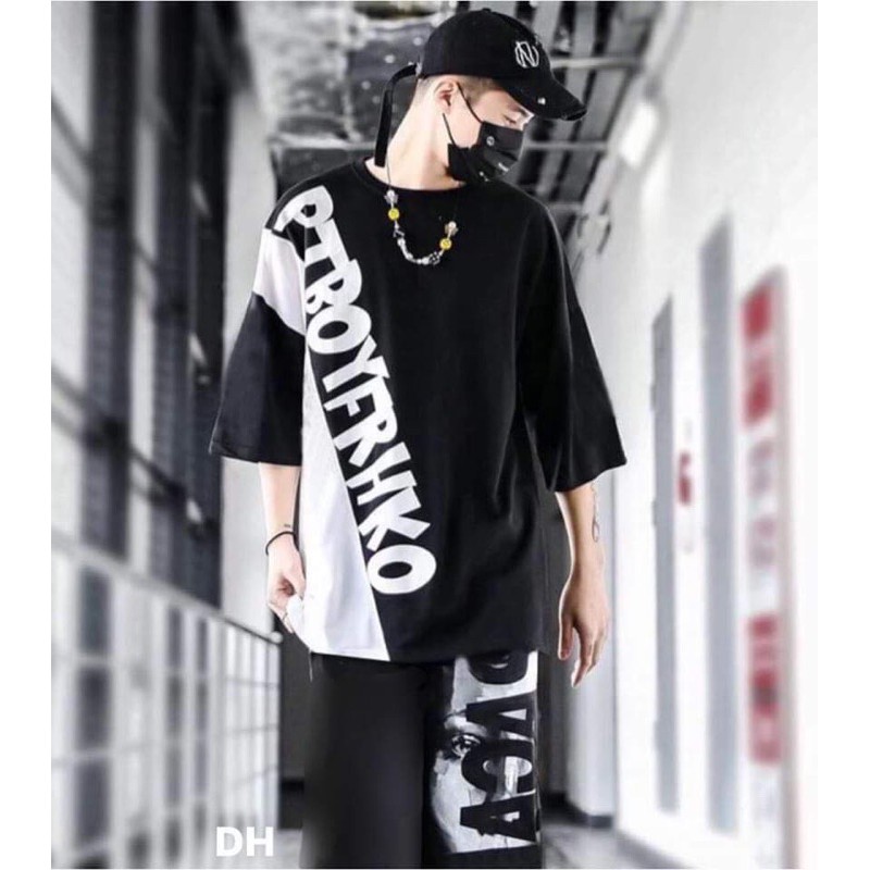 bộ thun hè nam siêu ngầu phối đen trắng Dh
