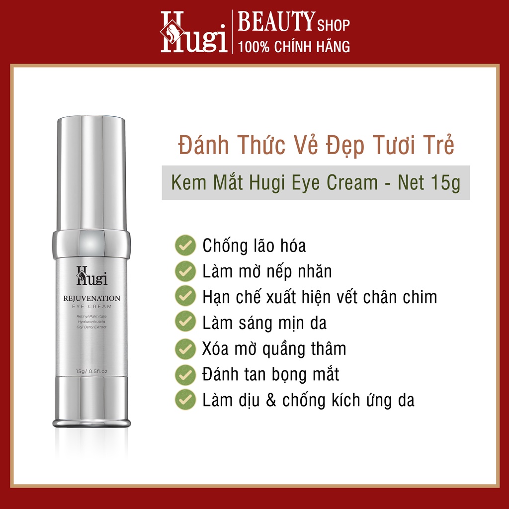 Kem Mắt Retinol Trẻ Hóa Giảm Nhăn Mờ Thâm Chính Hãng HuGi Beauty 15g