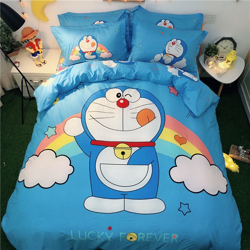 Doraemon Bộ Chăn Ga Và Vỏ Gối In Hình Doremon Dễ Thương