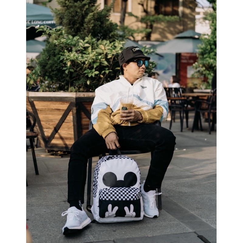 Balo Vans Disney màu trắng hoạ tiết checker