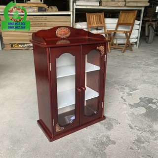 Tủ Y Tế , Tủ Thuốc Gỗ Mái Bằng  [FreeShip - GỖ XUẤT KHẨU]