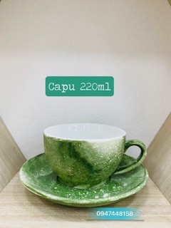Bộ ly kèm đĩa capuchino men đá 220ml